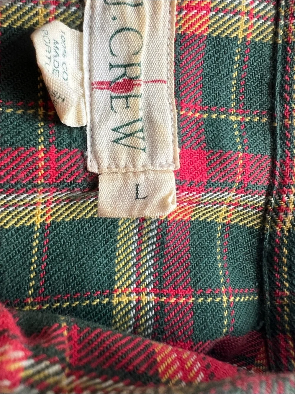 J. Crew Vintage Green Orange Yellow Cotton Flannel Fall Winter Button Down